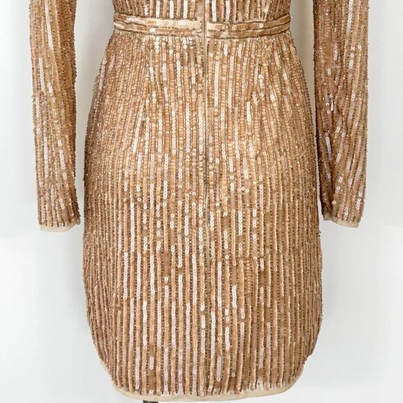 Mac Duggal Embellished Bodycon Mini Dress Nude Dusty Pink 2 NWT - Picture 9 of 12